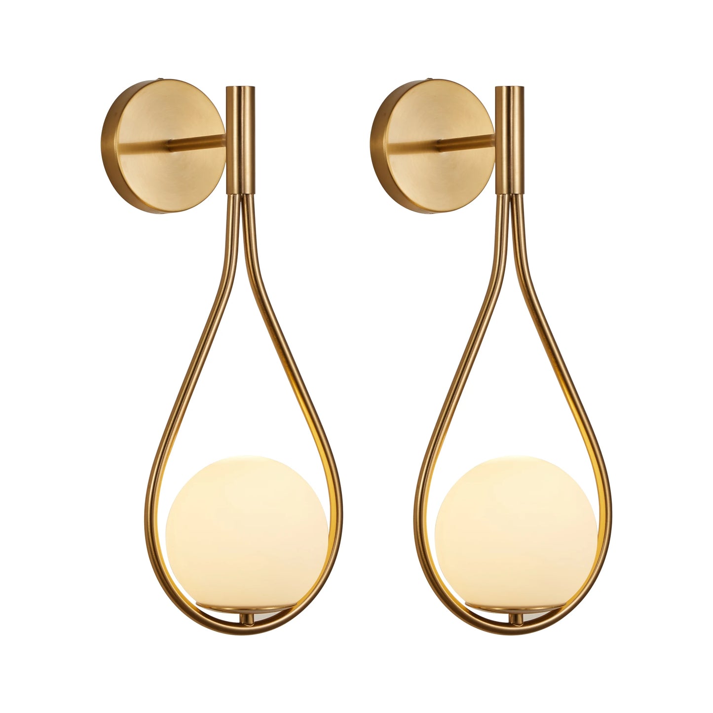 ARLGSITE Modern Golden Wall Sconces With Opal Glass Globe Set of 2