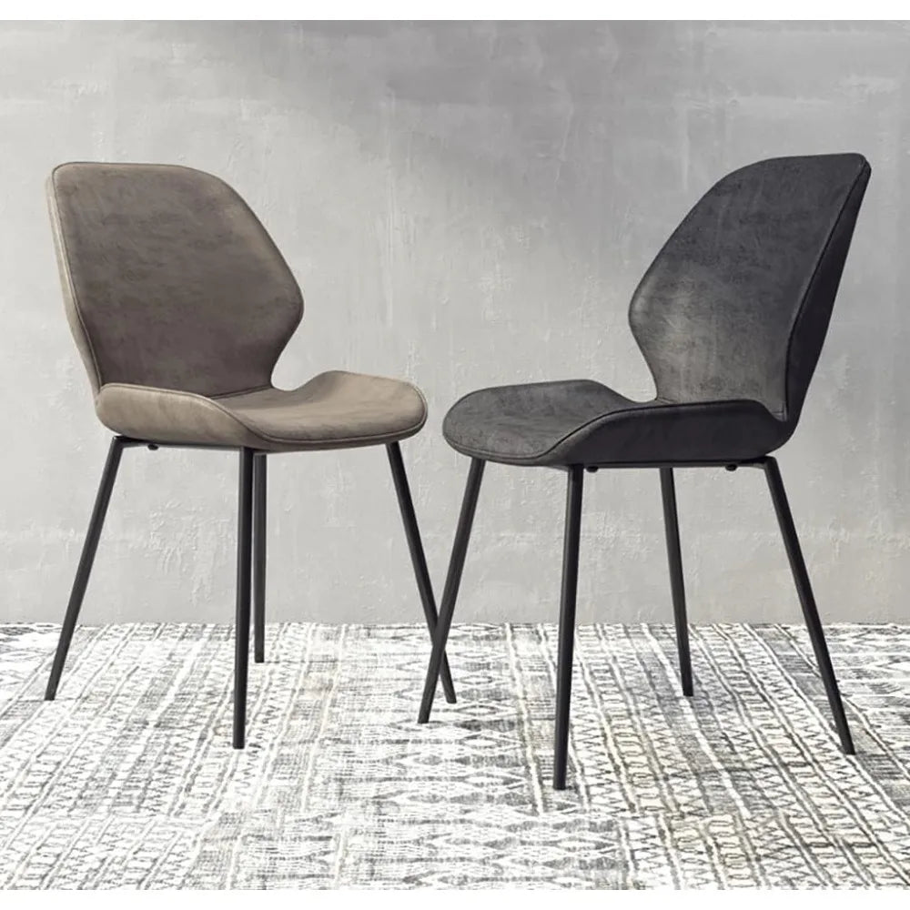 Set Of 2 PU Cushioned Back Dining Chairs European Style