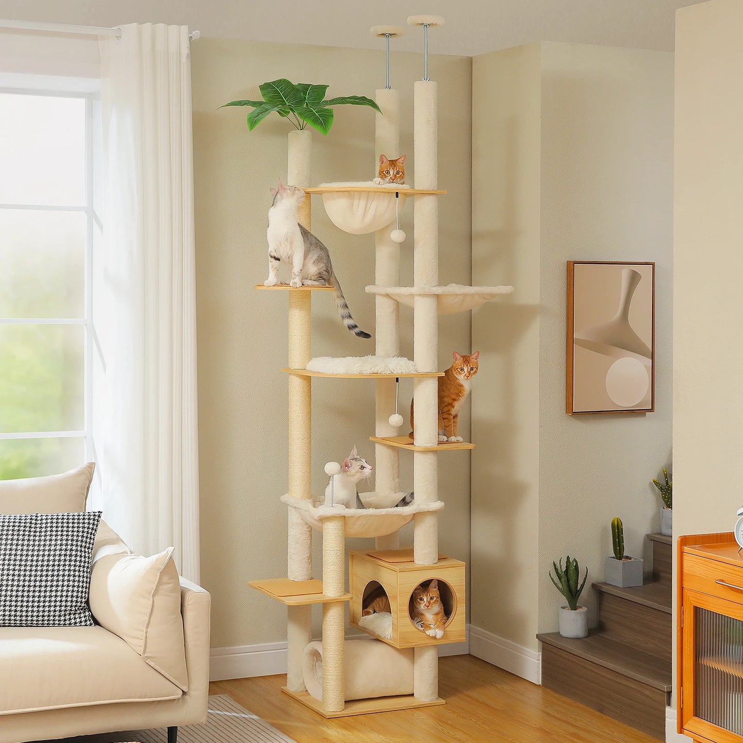 PAWZ Road Height Adjustable Cat Tree With Large Hammock