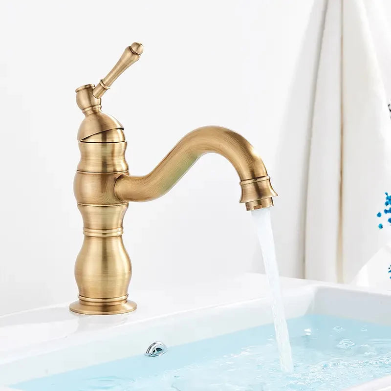 MYQualife Deck Mounted Bathroom Basin Faucet Hot and Cold Mixer