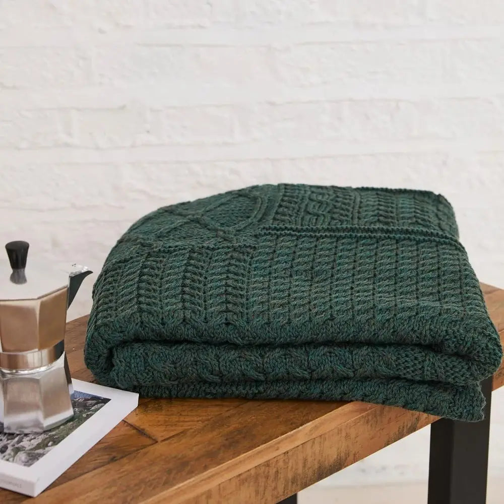 Irish Merino Wool Patchwork Throw Blanket