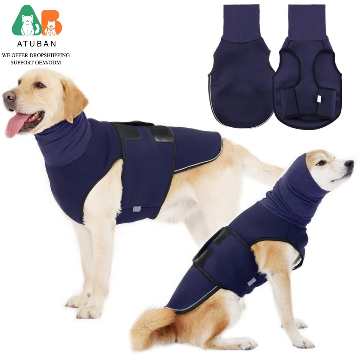 ATUBAN Dog Anxiety Vest Coat For Vet Visits And Thunder