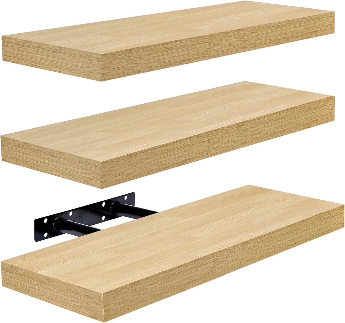 Floating Wall Shelves Maple Wood for Kitchen Bath 3 Pack