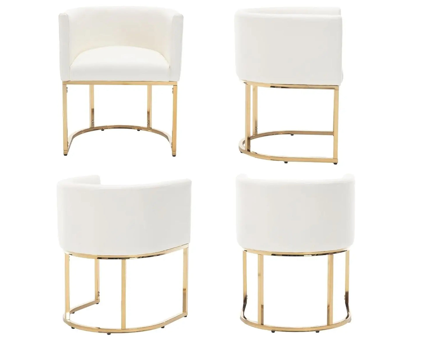 Faux Leather Dining Chair With Barrel Back And Gold Frame