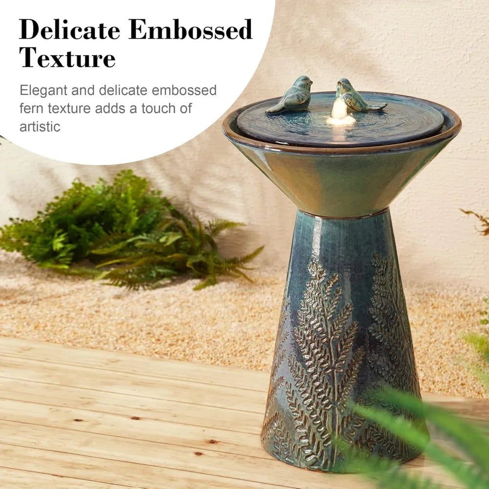 Glitzhome Outdoor Water Fountain With LED Light And Pump