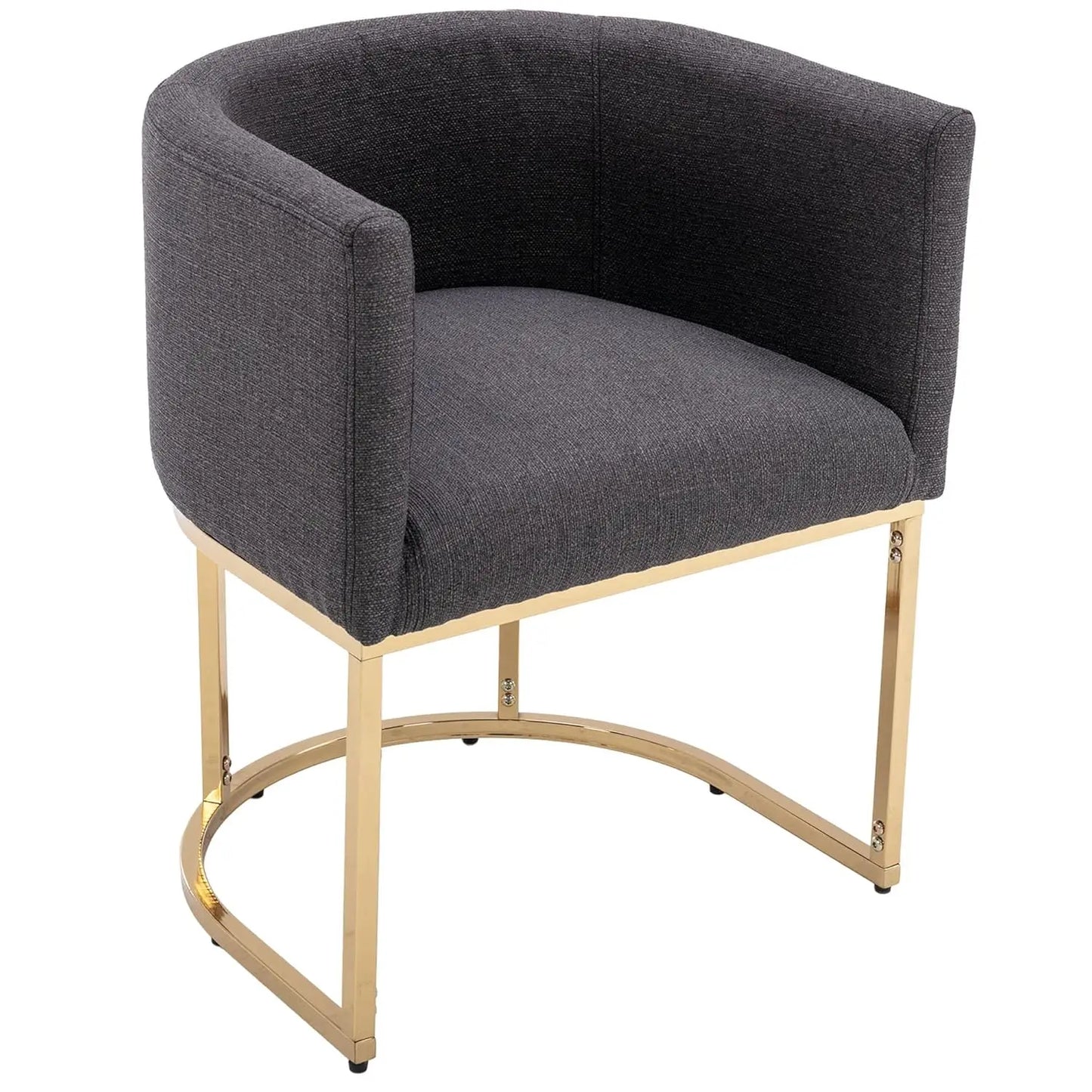 Faux Leather Dining Chair With Barrel Back And Gold Frame