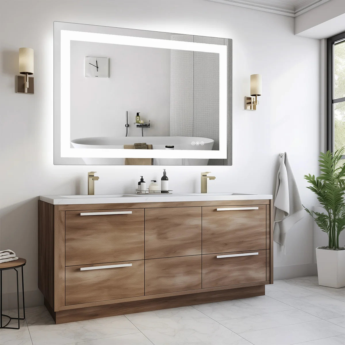JHK LED Vanity Mirror With Memory Function Front Light Backlit