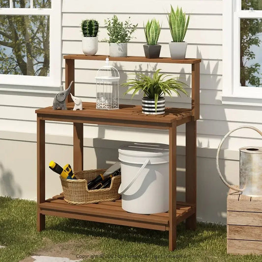 XMSJ Tioman Outdoor Potting Bench Hardwood Garden Workstation
