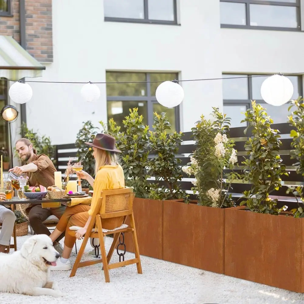 Corten Steel Planters Box Weather Resistant Garden Patio