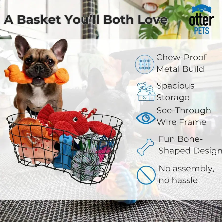 Bone Shaped Indestructible Dog Toy Basket Storage Organizer