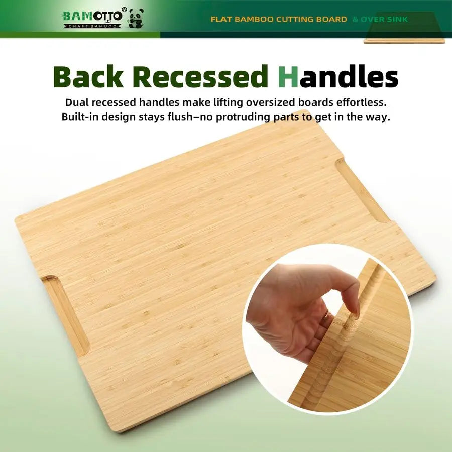 Organic Bamboo Cutting Board With Handle And Juice Groove