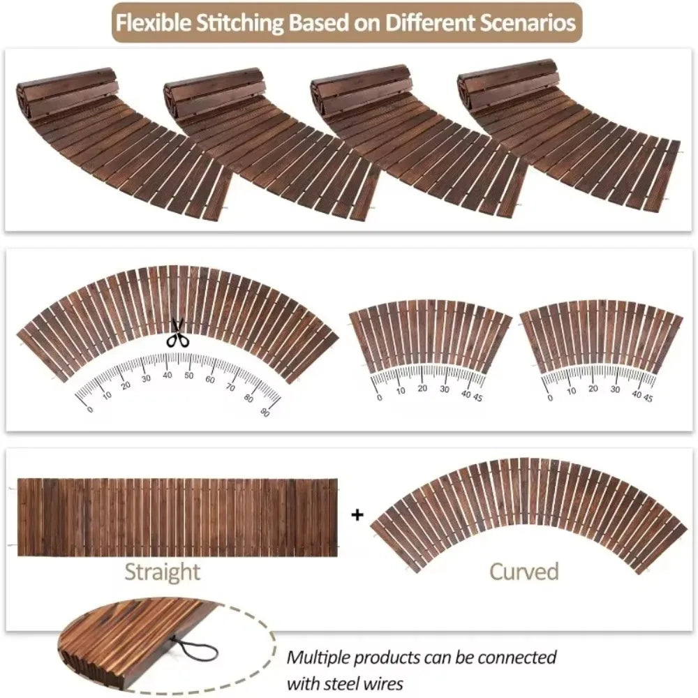 Outdoor Wooden Walkway Roll Out Flooring For Patio Garden Decor