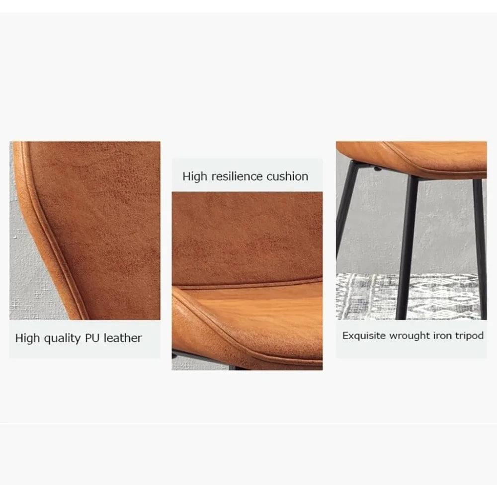 Set Of 2 PU Cushioned Back Dining Chairs European Style