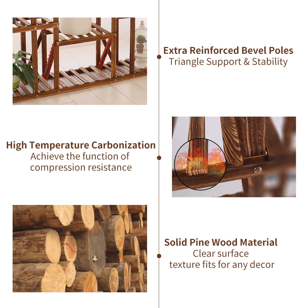 WisforFrame Wooden Plant Shelf Multi Tier Flower Pot Stand