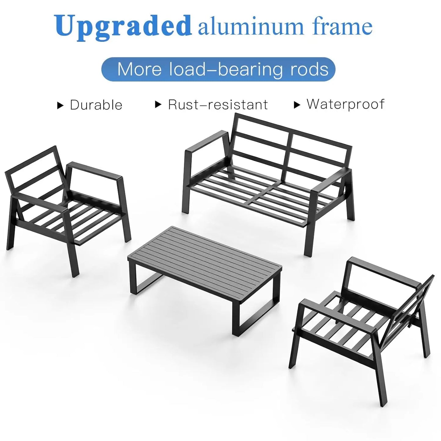 Aluminum Outdoor Patio Furniture Set Sectional With Coffee Table