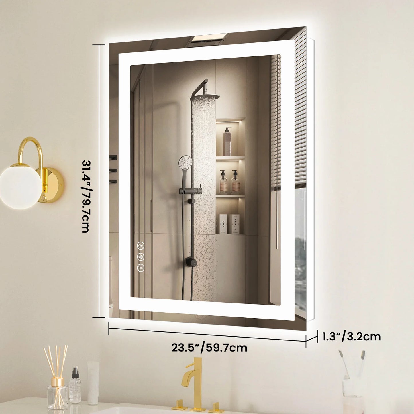 JHK LED Vanity Mirror With Memory Function Front Light Backlit