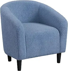 Boucle Barrel Chair With Sherpa Upholstery For Living Room