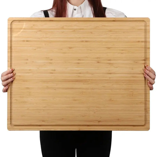 Organic Bamboo Cutting Board With Handle And Juice Groove