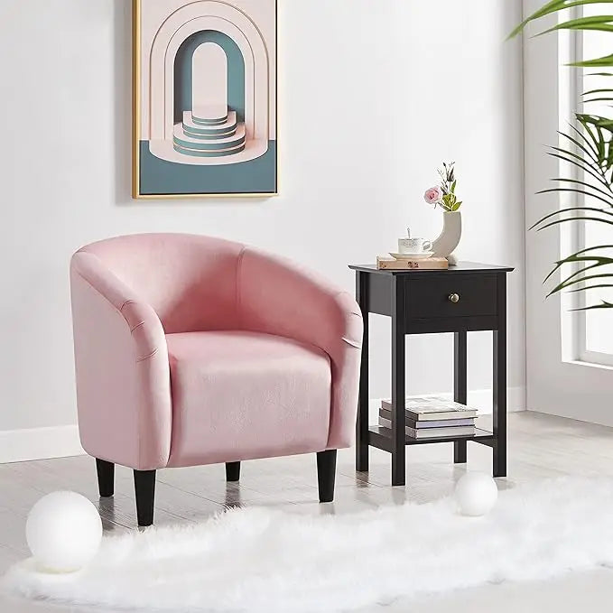 Boucle Barrel Chair With Sherpa Upholstery For Living Room