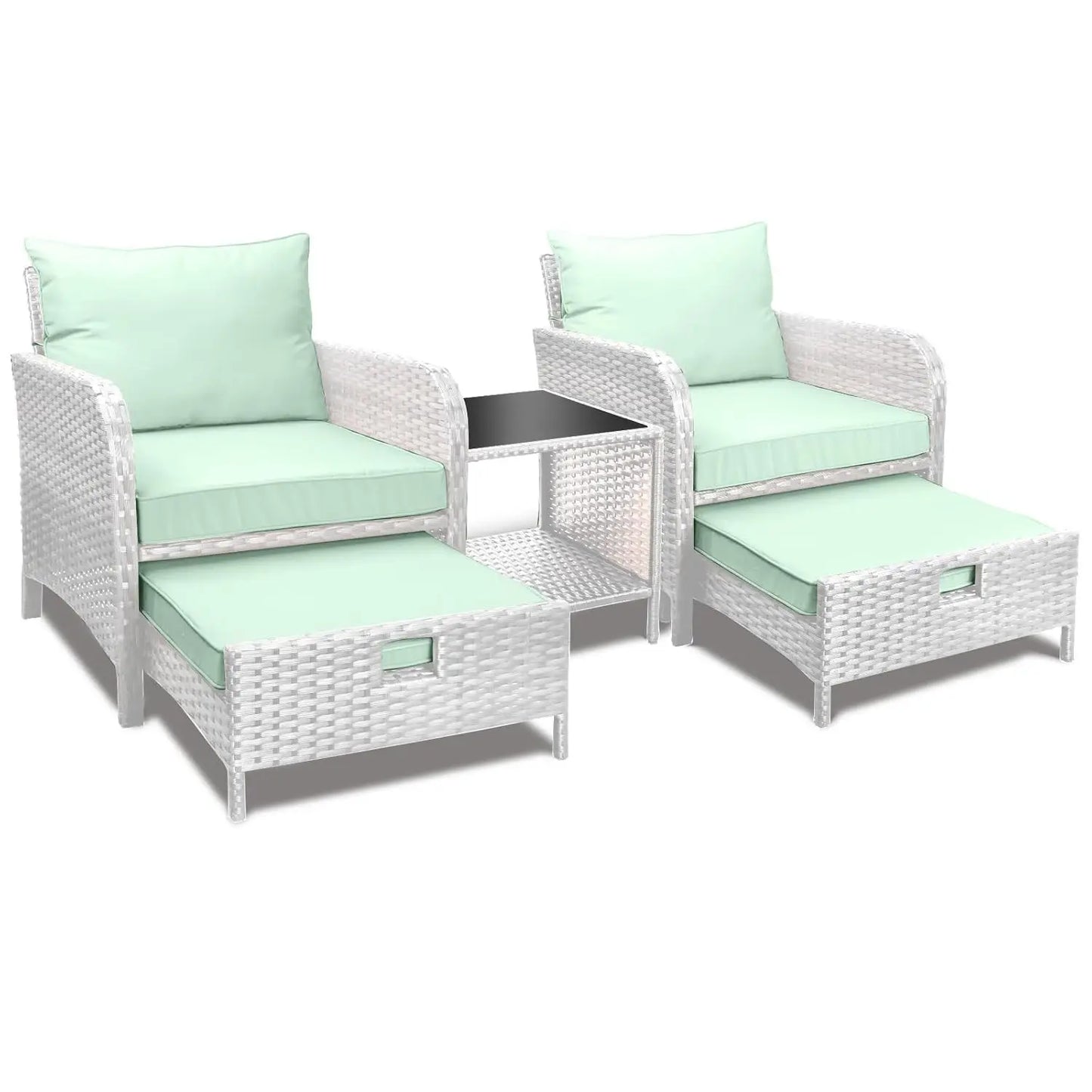 Balcony Patio Conversation Set In Rattan Wicker Outdoor Cushions