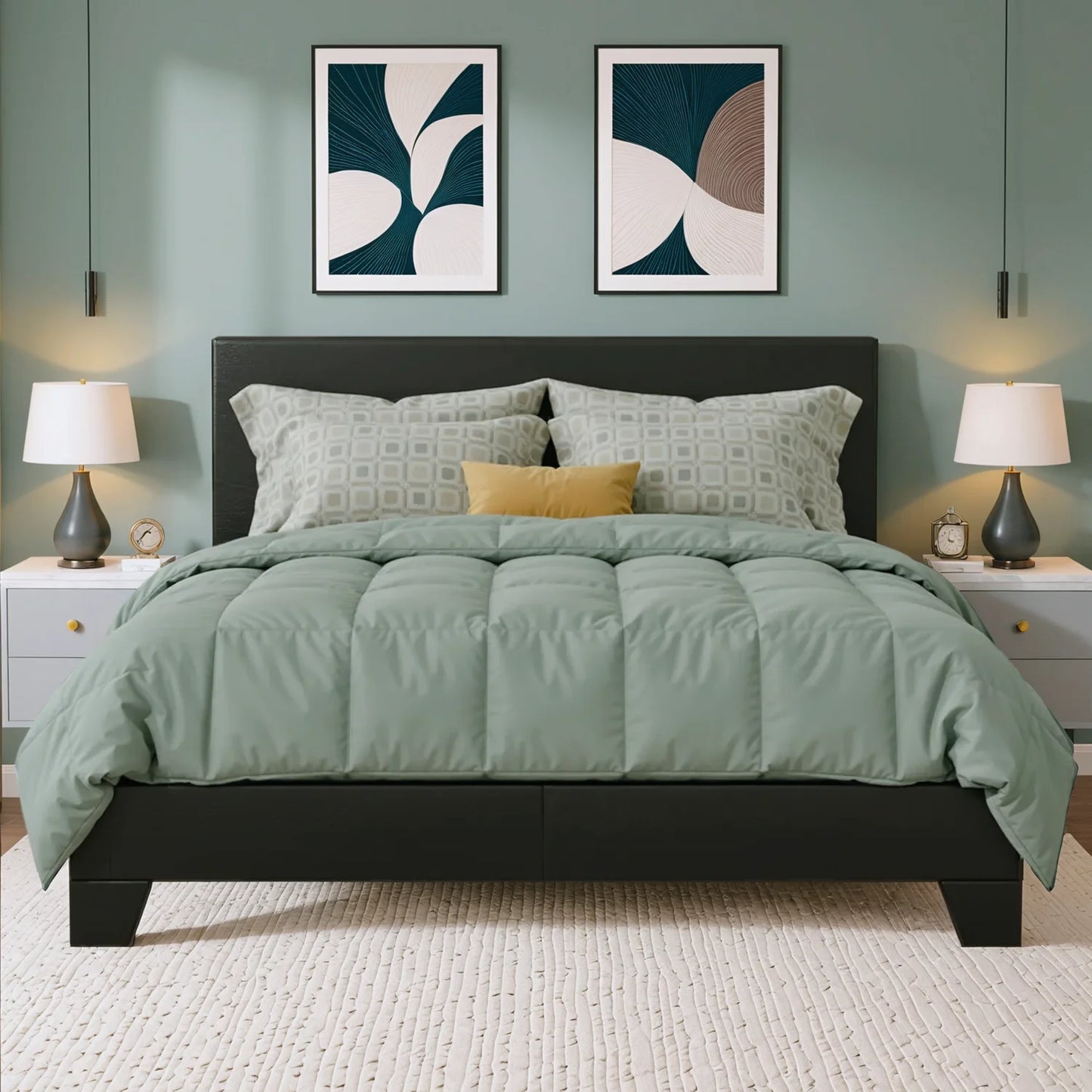 HOOMIC Upholstered Bed Frame With Adjustable Linen Headboard Quiet Support