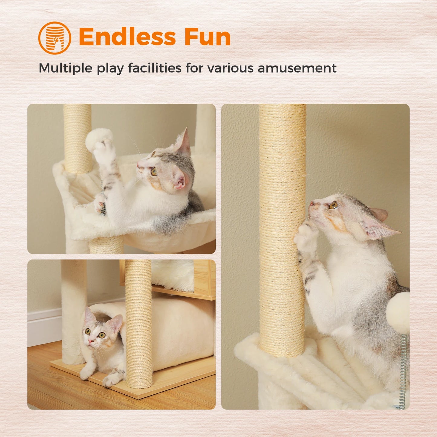 PAWZ Road Height Adjustable Cat Tree With Large Hammock