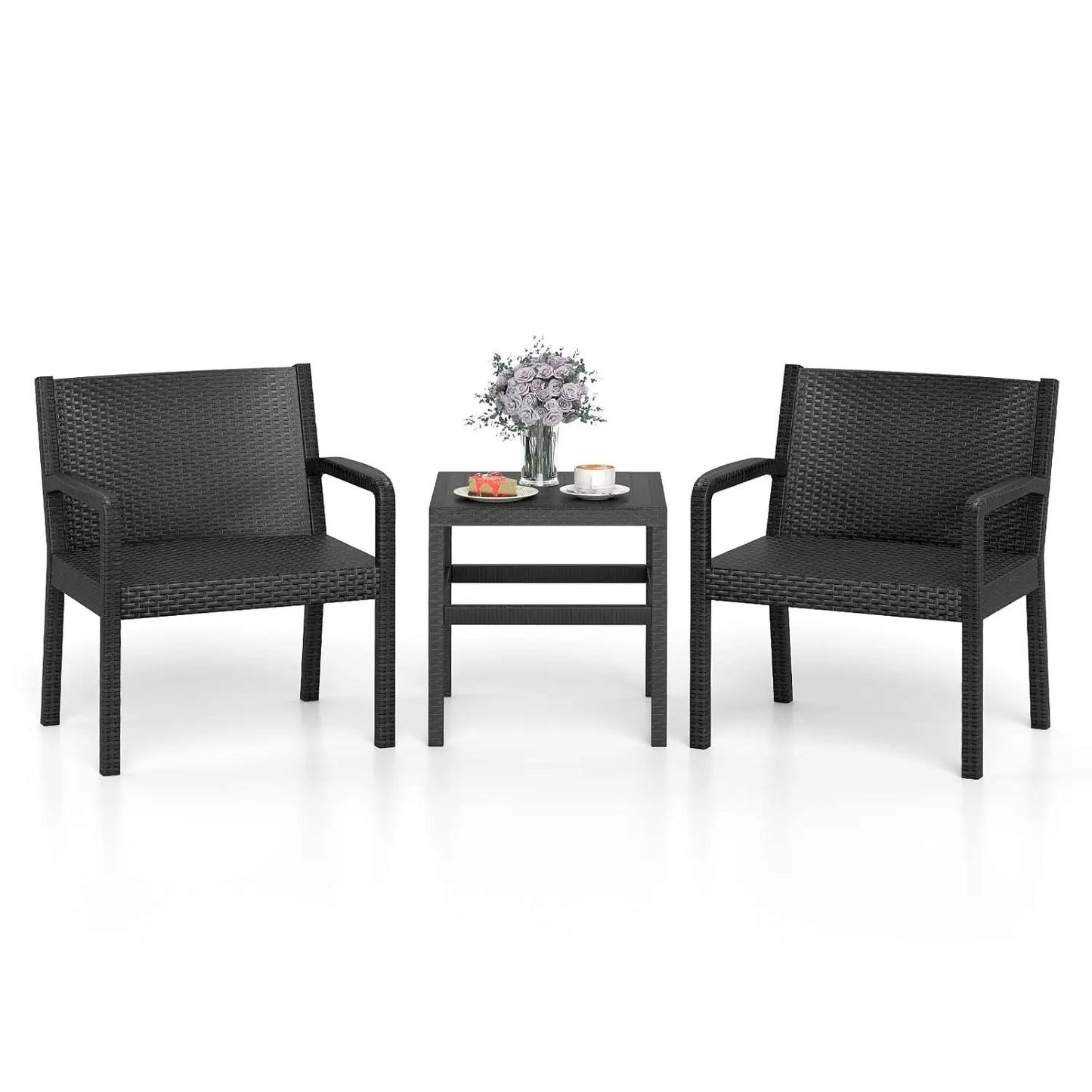 Patio Furniture Set 3 Piece Outdoor Wicker Conversation Set