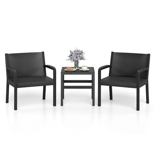Patio Furniture Set 3 Piece Outdoor Wicker Conversation Set