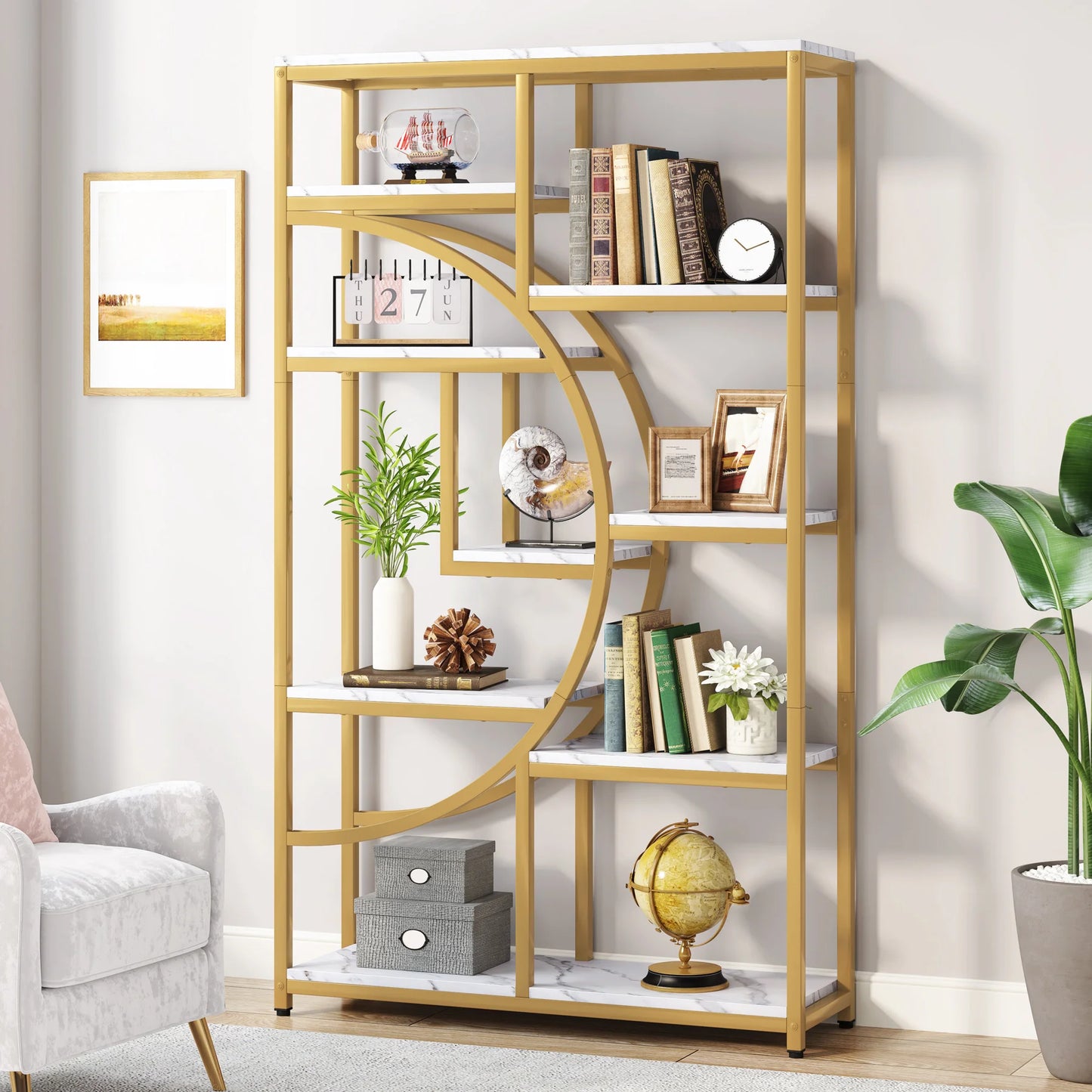 Tribesigns Modern Bookshelf Etagere Display Shelf