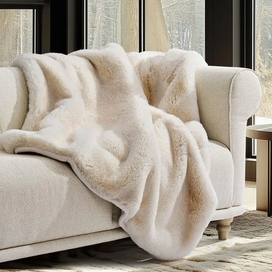 Ultimate Faux Fur Throw Blanket Plush Chinchilla For Sofa Bed