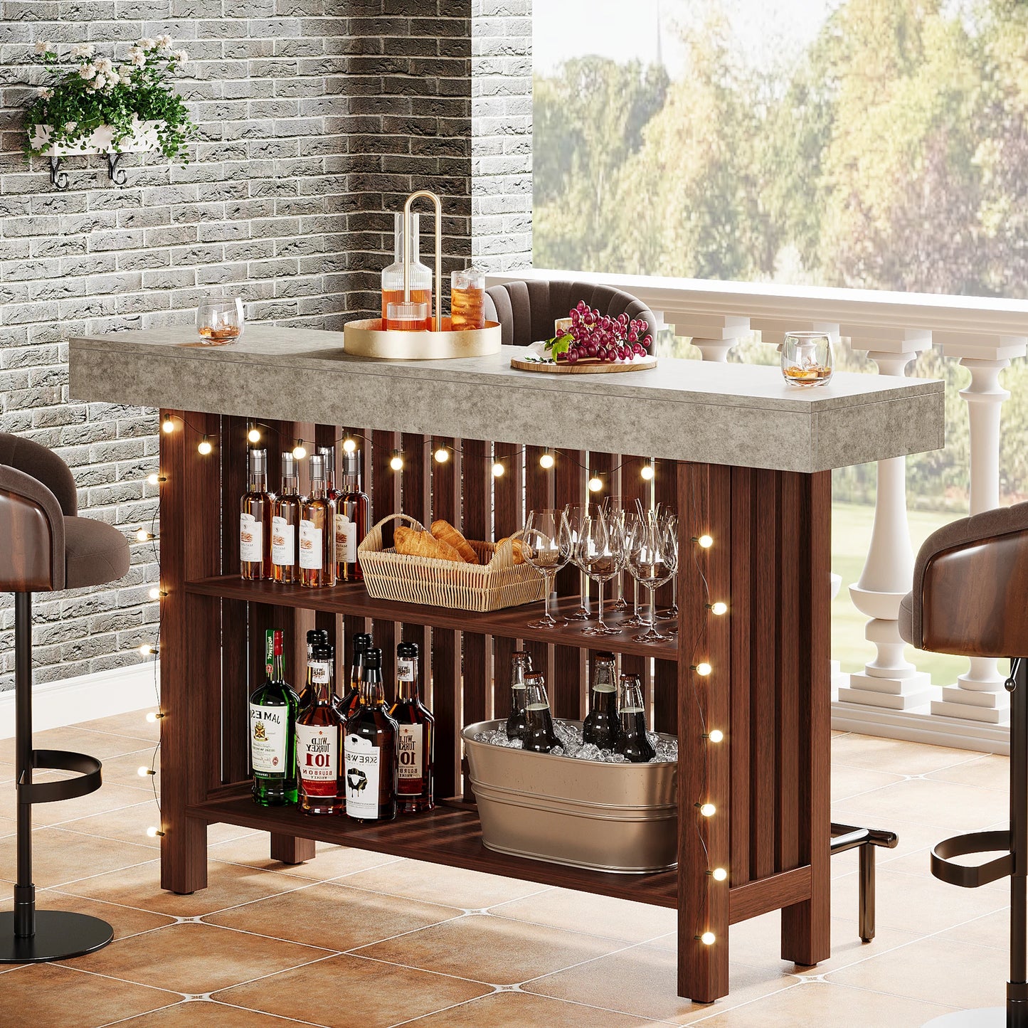 Tribesigns Home Bar Unit With Footrest
