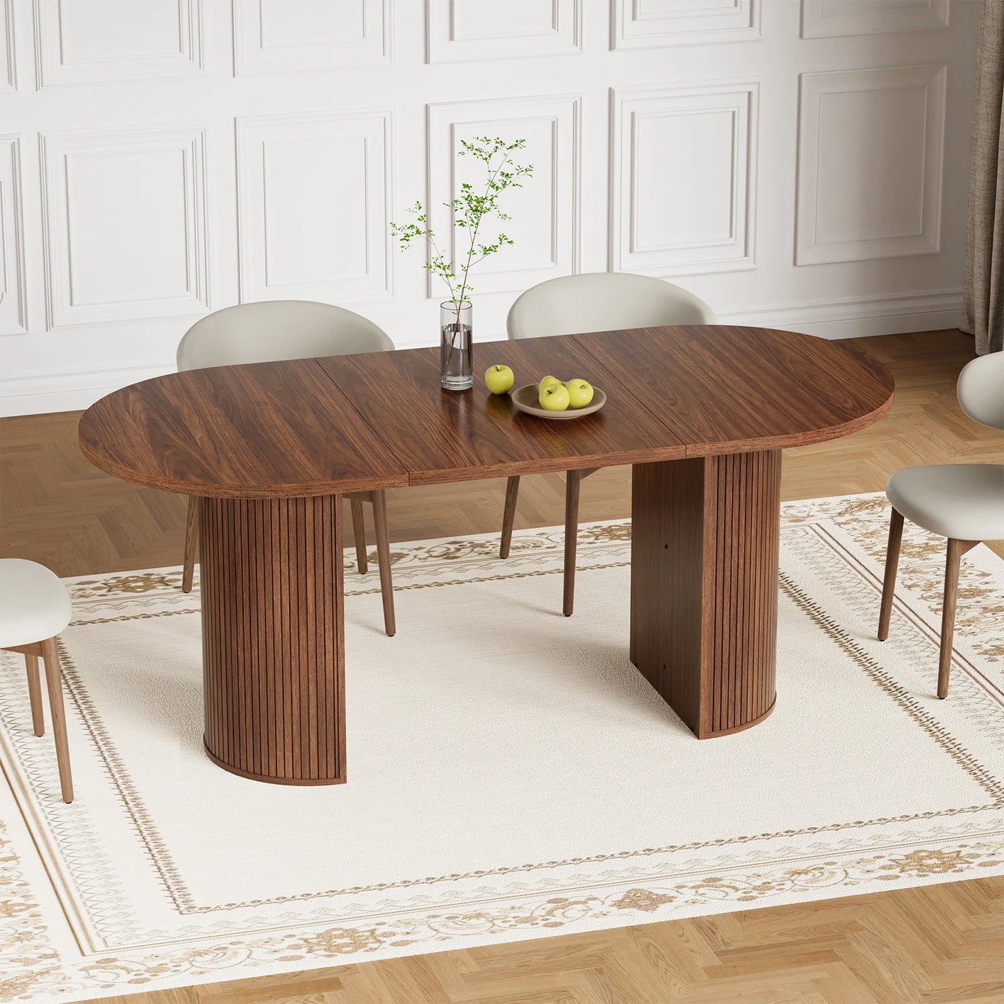 Wooden Oval Dining Table Seats Six To Eight Modern Base