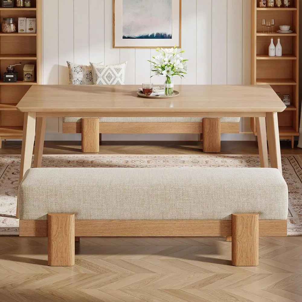 LuxeMerge Upholstered Dining Bench With Fabric Padded Seat MDF Frame