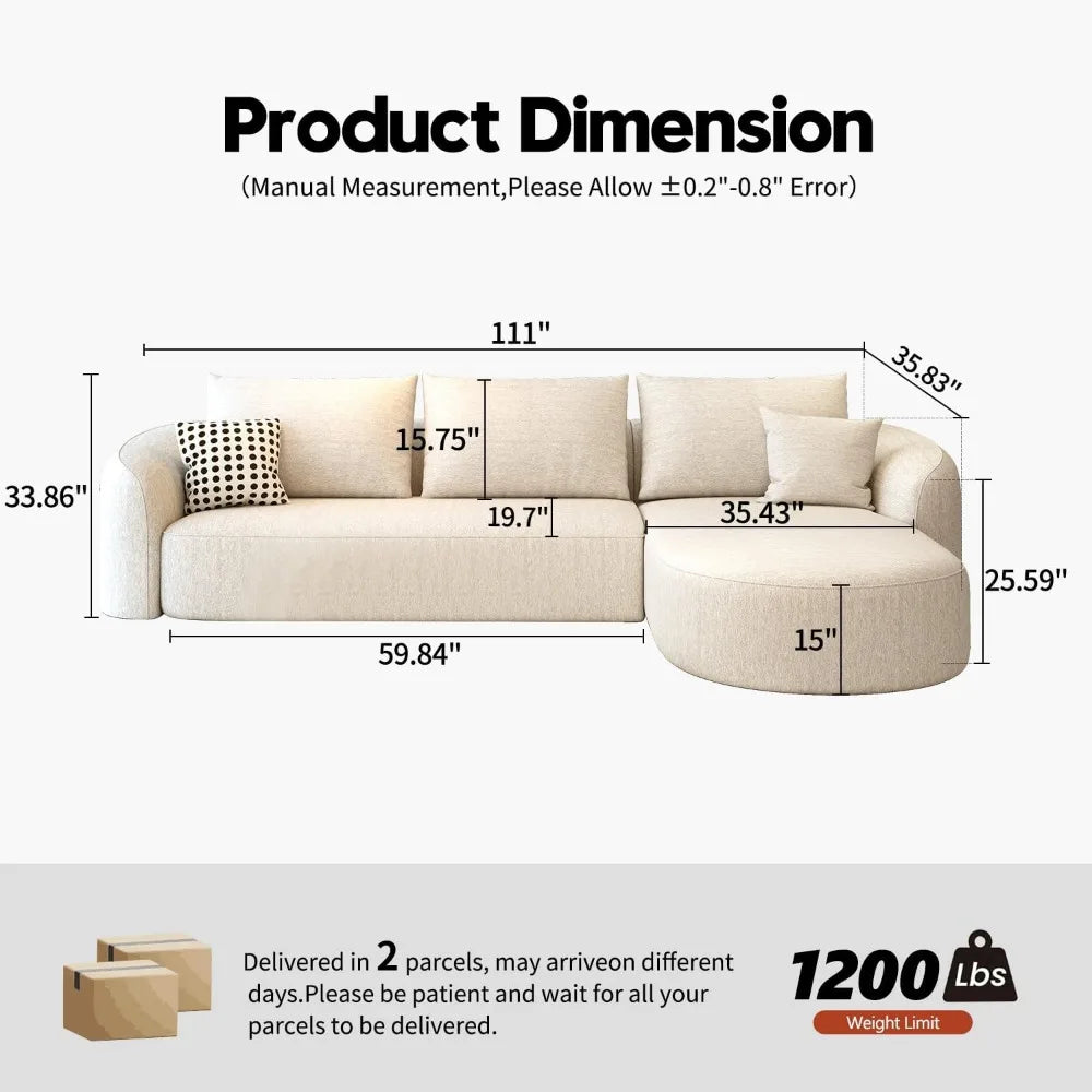 Modern Sectional Sofa L-Shape Couch For Living Room