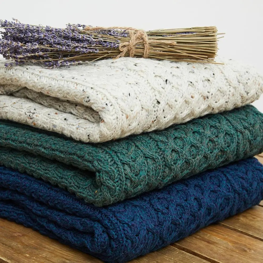 Irish Merino Wool Patchwork Throw Blanket