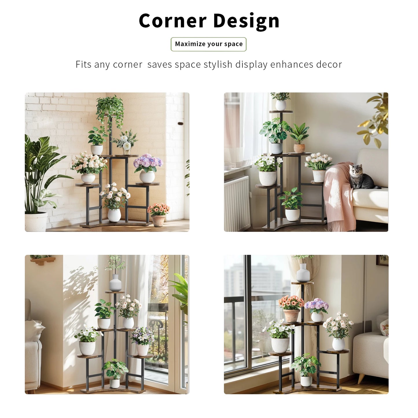 WisforFrame 6-Tier Plant Stand Corner Display Rack For Pots