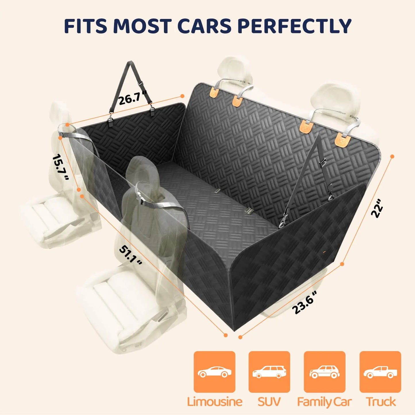 Rear Seat Dog Hammock And Extender For Cars And SUVs