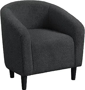 Boucle Barrel Chair With Sherpa Upholstery For Living Room