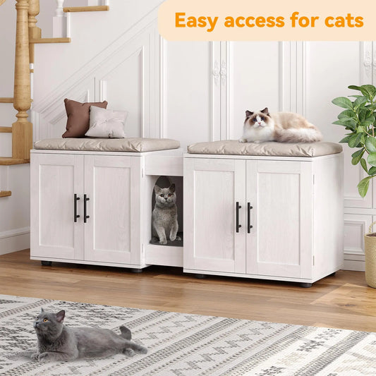 HiMISSCN Double Room Litter Box Enclosure For Cats