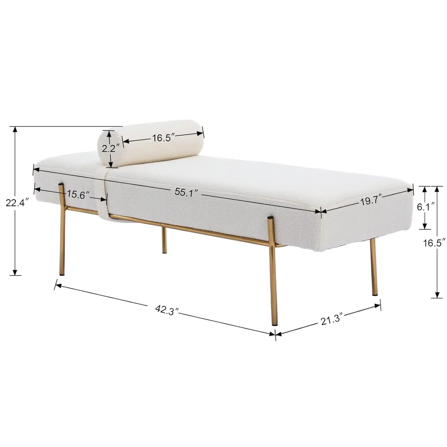 Modern Upholstered End Of Bed Bench With Detachable Pillow
