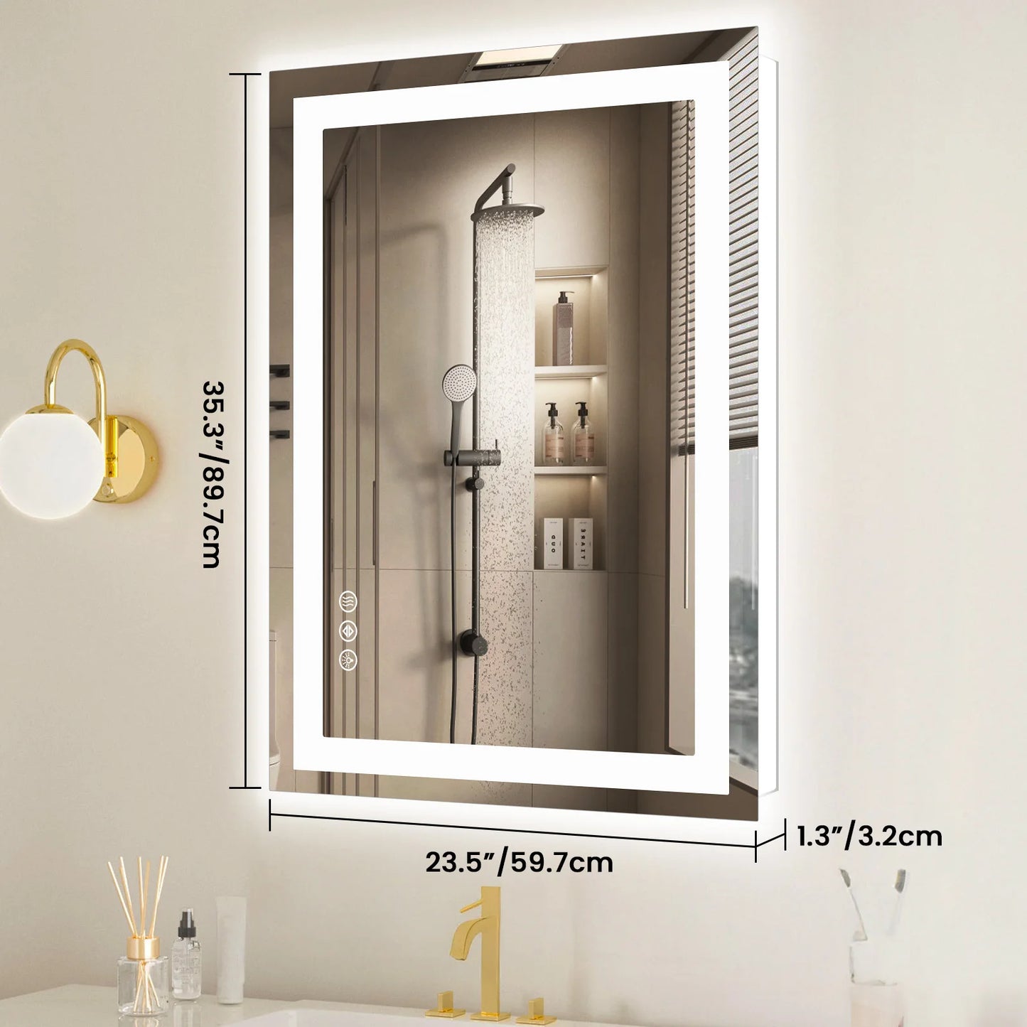JHK LED Vanity Mirror With Memory Function Front Light Backlit