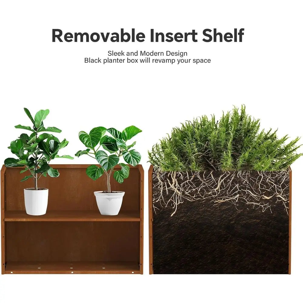 Corten Steel Planters Box Weather Resistant Garden Patio