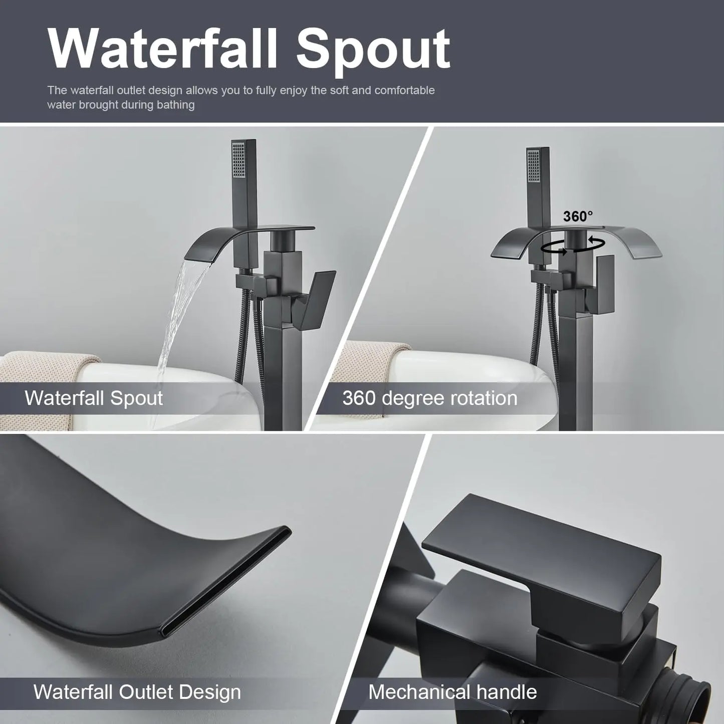 Quyanre Floor Standing Tub Faucet With Hand Shower