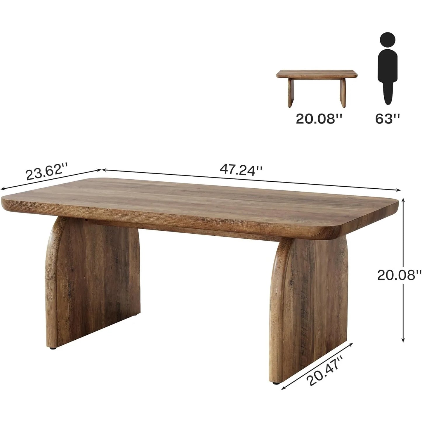 Little Tree Rectangle Wood Coffee Table Farmhouse Living Room Table
