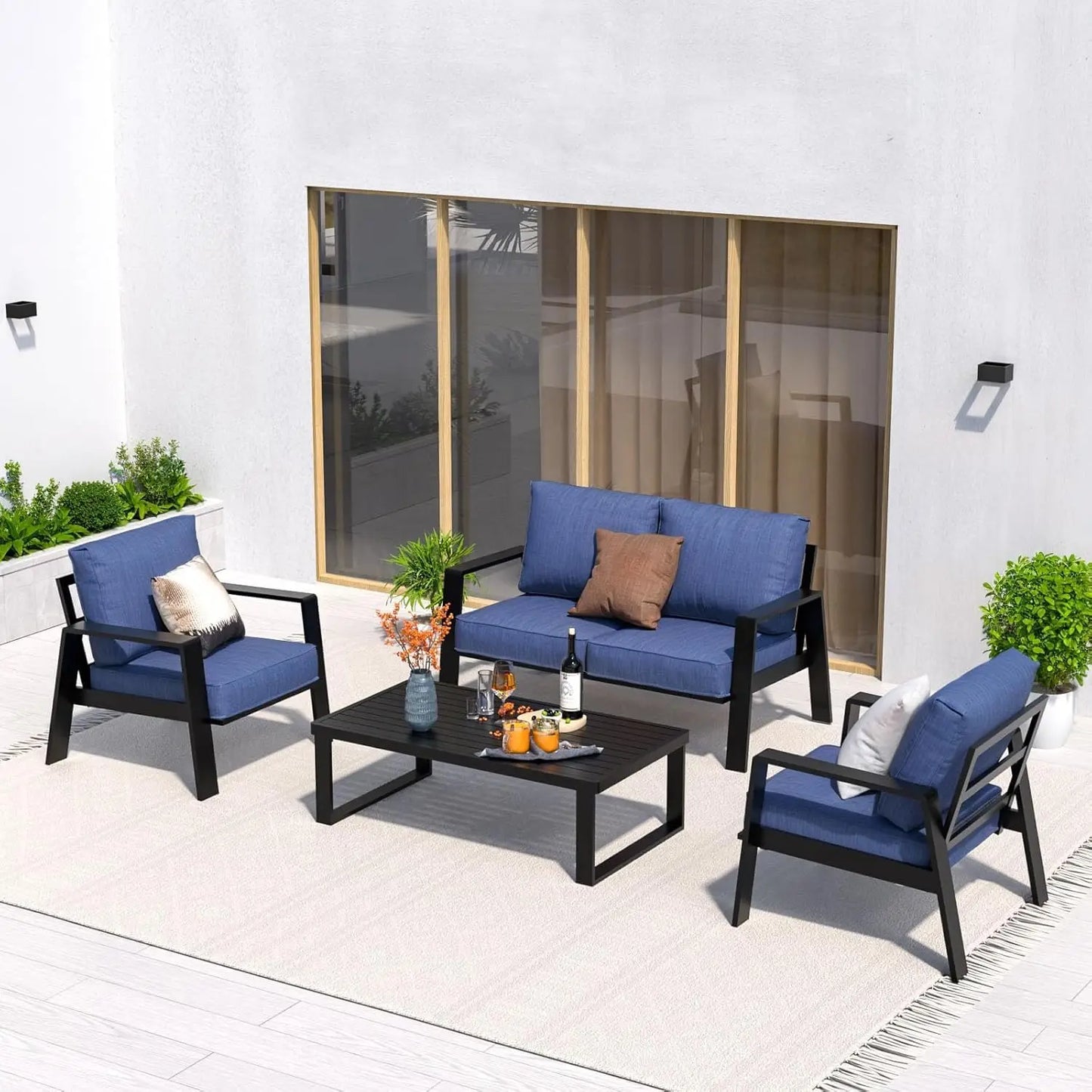 Aluminum Outdoor Patio Furniture Set Sectional With Coffee Table