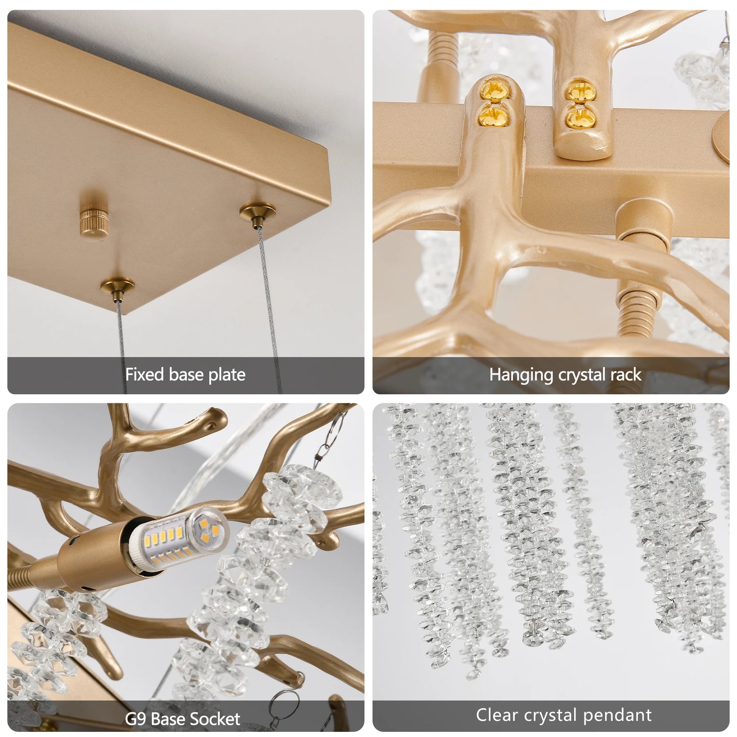 Chandelier With Cascading Crystal Strings for Living Room Semiflush Mount
