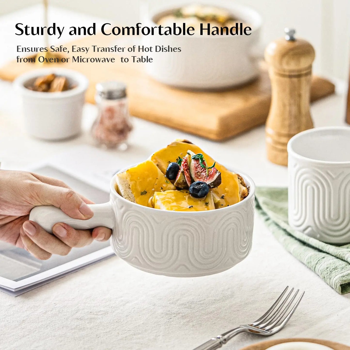 ATUCOHOC Ceramic French Onion Soup Bowls With Handles 4 Pack