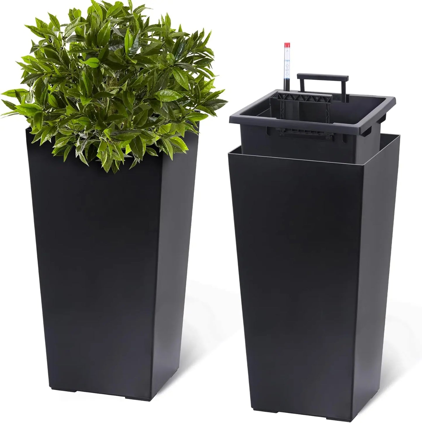 HobbyLane Tall Planter With Shelf Insert Plastic For Indoor Outdoor