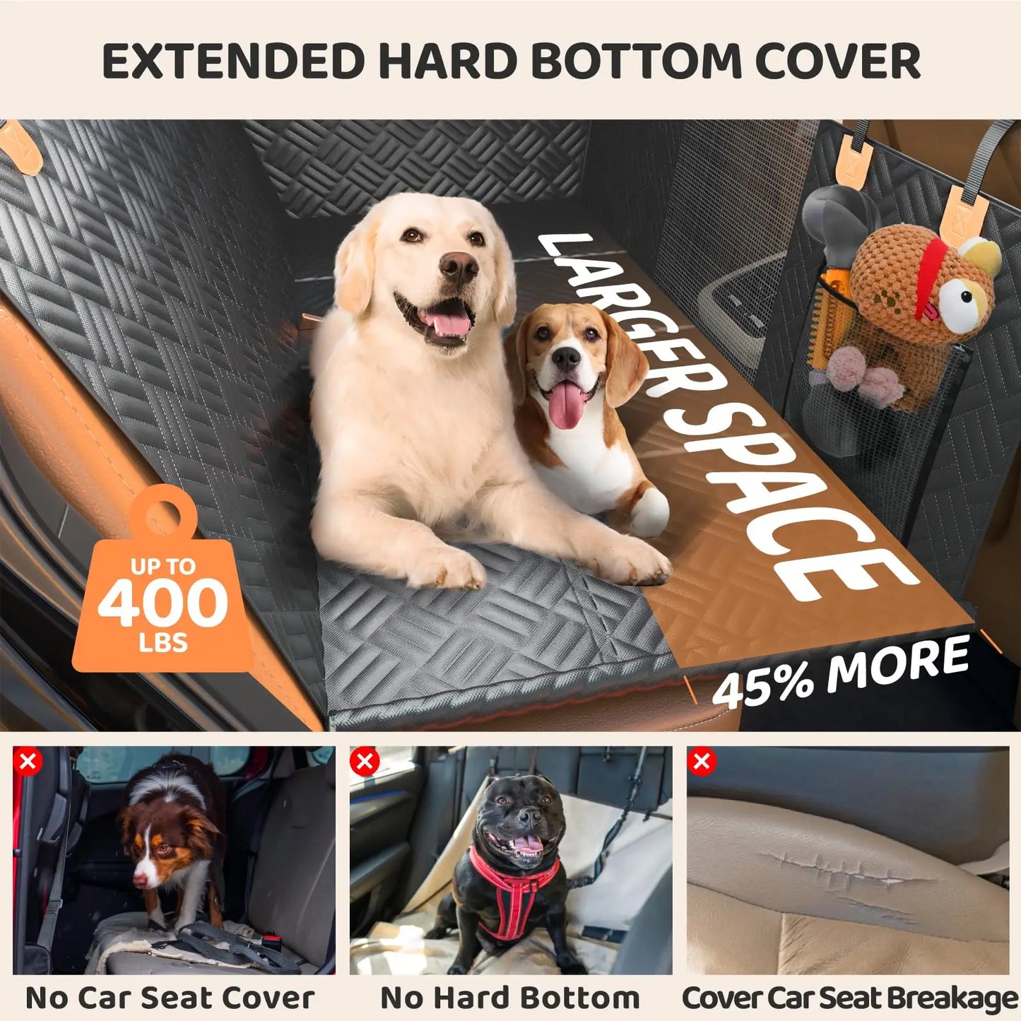 Rear Seat Dog Hammock And Extender For Cars And SUVs