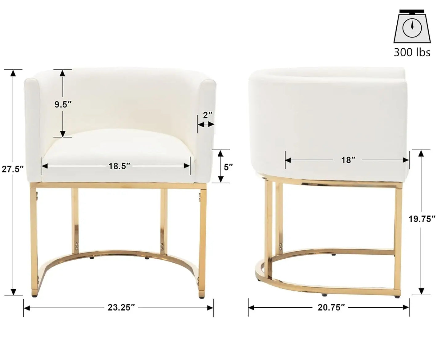 Faux Leather Dining Chair With Barrel Back And Gold Frame
